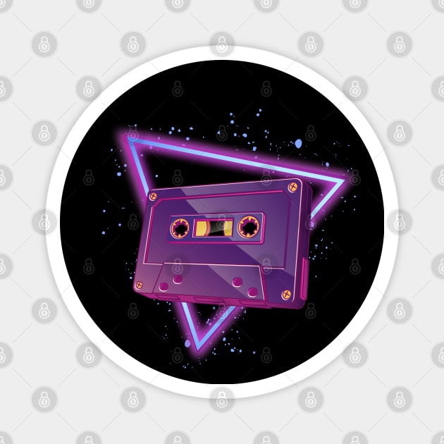 Take Me Back - Cassette Tape Synthwave Magnet by edmproject